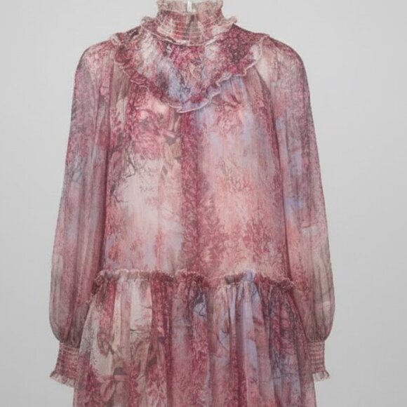 Beulah Style Floral Print Ruffle Tiered Long Sleeve Dress Size Large NWT - Picture 1 of 15